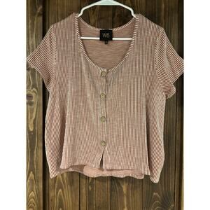 W5 Anthropologie Cropped Textured Button Down Blouse XL